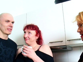 German Mature  old Wife and Big Dick Husband in 3Some
